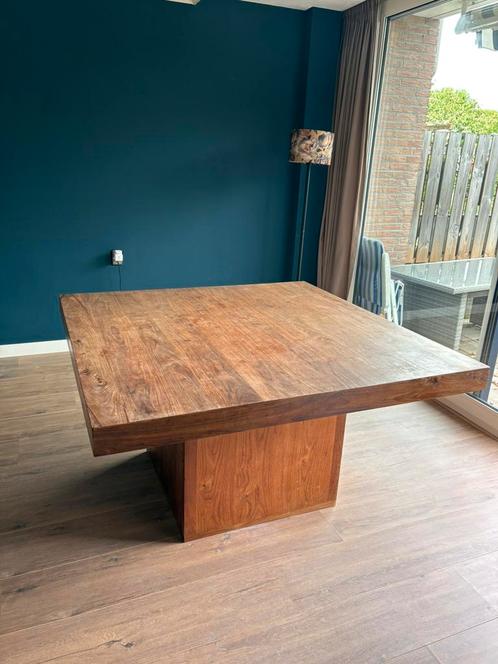 Gave eetkamer tafel vierkant 140cm van teakhout, Huis en Inrichting, Tafels | Eettafels, Gebruikt, 100 tot 150 cm, 100 tot 150 cm