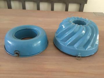 Blauwe Emaille Tulband Bakvorm met Rijstring - Vintage beschikbaar voor biedingen