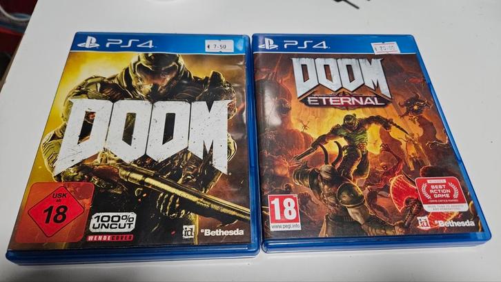 Doom en Doom Eternal - PS4 PlayStation 4, Spelcomputers en Games, Games | Sony PlayStation 4, Zo goed als nieuw, Ophalen of Verzenden