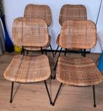 Scandinavische vintage rotan eetkamerstoelen set jaren 60, Ophalen, Gebruikt, Bruin