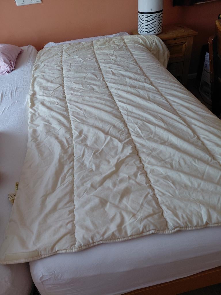 Wollen dekbed 130x200, Gebruikt, Eenpersoons, Beige, Ophalen of Verzenden