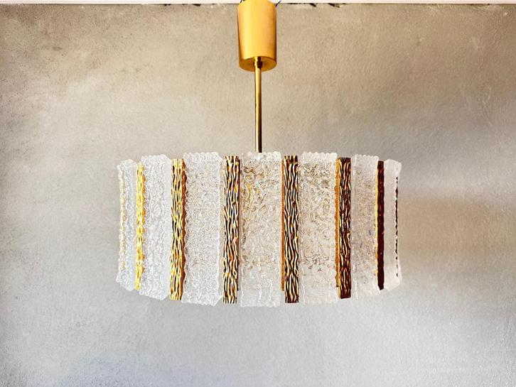 Vintage Murano Kalmar lamp, Huis en Inrichting, Lampen | Hanglampen, Gebruikt, 50 tot 75 cm, Glas, Metaal, Ophalen