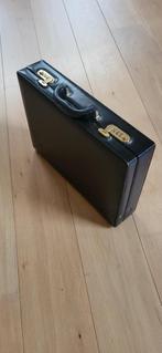 Originele vintage zwart leren attachékoffer, Sieraden, Tassen en Uiterlijk, Koffers, Ophalen, Gebruikt, Minder dan 35 cm, Minder dan 50 cm
