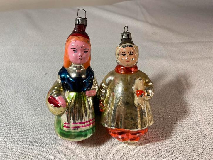 Twee hele mooie oude glazen kerstvrouwtjes, Diversen, Kerst, Gebruikt, Ophalen of Verzenden