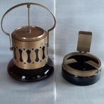 Tabakspot (?) messing / rood glas + asbak met luciferhouder, Antiek en Kunst, Curiosa en Brocante, Ophalen