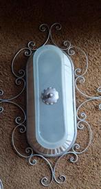 Plafonnière plafondlamp gietijzer krullen en stof vintage, Ophalen of Verzenden