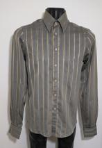 Grijs overhemd met goudkleurige strepen van Hans Ubbink, Kleding | Heren, Overhemden, Verzenden, Zo goed als nieuw, Grijs, Halswijdte 39/40 (M)