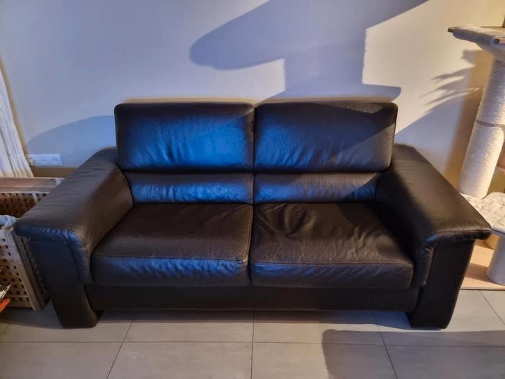 l' Ancora bank, leer: 2-zits (160 cm) en 2,5-zits (190 cm), Huis en Inrichting, Banken | Complete zithoeken, Gebruikt, Leer, Ophalen