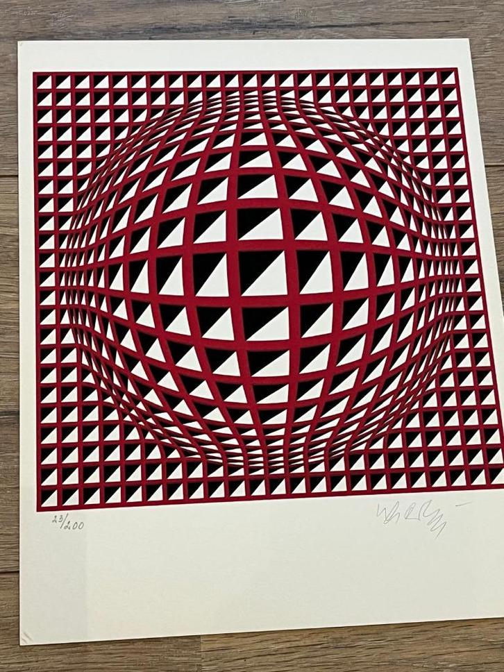 Viktor Vasarely (1906-1997)-genummerd en handgetekend 23/200, Antiek en Kunst, Kunst | Litho's en Zeefdrukken, Ophalen of Verzenden