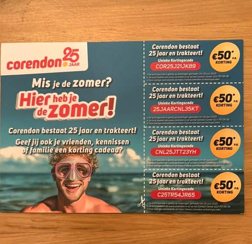 Corendon kortingscode gratis, te gebruiken t/m 30 juni, Tickets en Kaartjes, Kortingen en Cadeaubonnen, Drie personen of meer