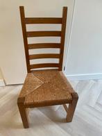 Eiken stoel met biezen zitting, Ophalen, Riet of Rotan, Bruin, Brocante, landelijk