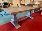 Eettafel kloosterpoot eikenhout stone grey 200cm, Ophalen, Eikenhout, 200 cm of meer, 50 tot 100 cm