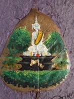 Twee beschilderde boombladeren op hardboard, Ophalen of Verzenden