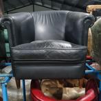 Chesterfield fauteuil zwart leer Kings Design + BEZORGING, Gebruikt, ., Chesterfield, Ophalen of Verzenden