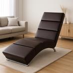 Showmodel: Lounge Ligstoel – Donkerbruin Kunstleer – 186cm, Huis en Inrichting, Stoelen, Bruin, Nieuw, Ophalen of Verzenden, Service@deubaxxl.nl