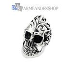 Rvs skull biker ring big grote ring doodskop RVS zilver, 20 of groter, Heer, Nieuw, Zilver