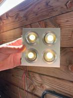 2 zilveren Inbouwspots met 4 led lampjes, Huis en Inrichting, Lampen | Spots, Metaal of Aluminium, Ophalen of Verzenden, Zo goed als nieuw