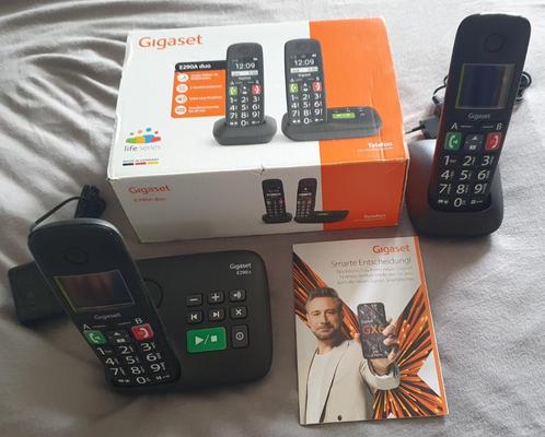 Dect telefoonset voor senioren Gigaset E290A, Telecommunicatie, Vaste telefoons | Handsets en Draadloos, Nieuw, 2 handsets, Stralingsarm