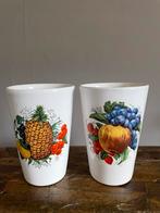 2 witte vintage frankton tegelen bekers met bloemen, Ophalen of Verzenden, Huis en Inrichting