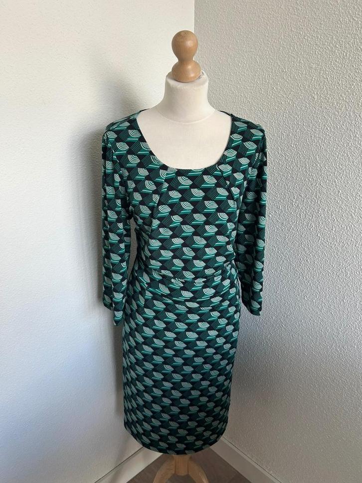 King Louie maat XL groene mona jurk retro 2269, Kleding | Dames, Jurken, Zo goed als nieuw, Maat 46/48 (XL) of groter, Groen, Knielengte