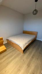 IKEA Malm bed 140x200 + bijpassend nachtkastje, Ophalen, Gebruikt, Bruin, Tweepersoons