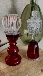 Vintage glaskandelaar, Ophalen of Verzenden, Rood, Overige materialen, Minder dan 25 cm