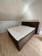 Luxe boxspring leermodel, Gebruikt, Bruin, Tweepersoons, Ophalen of Verzenden