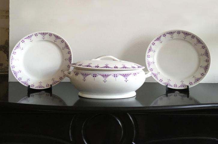 antiek dekschaal bord société ceramique, Antiek en Kunst, Antiek | Servies los, Ophalen of Verzenden