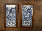 2 Ingelijste Delfts blauwe Stegeman tegels, Antiek en Kunst, Ophalen of Verzenden
