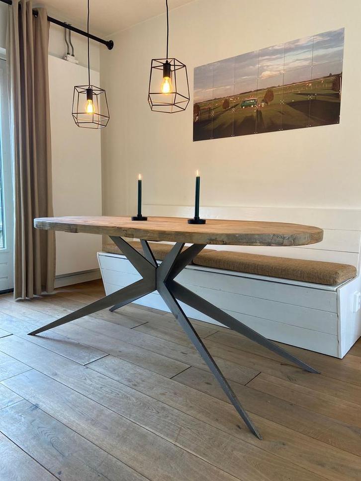 Ovale eettafel van iepenhout - 180 x 90, Huis en Inrichting, Tafels | Eettafels, Zo goed als nieuw, 50 tot 100 cm, 150 tot 200 cm