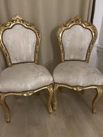 2 eetkamerstoelen, neo-barok, goud-creme-lelie, samen €120, Hout, Twee, Overige kleuren, Zo goed als nieuw