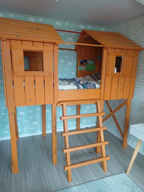 Boomhutbed, Huis en Inrichting, Slaapkamer | Bedden, Eenpersoons, 100 cm, 210 cm, Hout, Overige kleuren, Ophalen