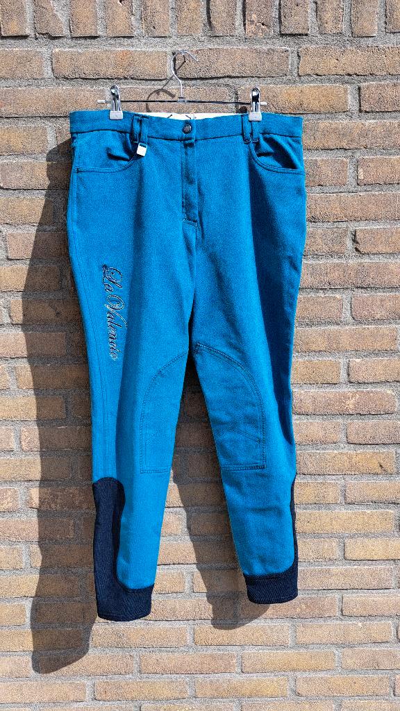 Paardrijbroek groen/blauw + glitter - La Valencio (mt 42/44), Dieren en Toebehoren, Paardrijkleding, Gebruikt, Dames, Onderkleding