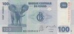 Congo bankbiljet 100 Francs 2007, Pick 98 UNC (olifant), Ophalen of Verzenden, Overige landen, Los biljet
