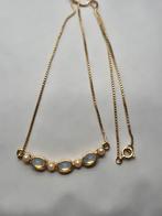 Gouden ketting met maansteen en parels, Ophalen of Verzenden, Zo goed als nieuw, Goud, Met edelsteen