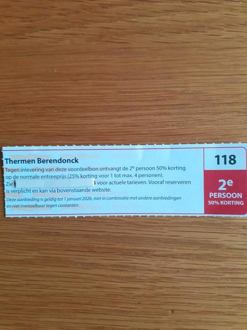 SAUNA THERMEN BERENDONCK 2E PERSOON 50% KORTING!, Tickets en Kaartjes, Kortingen en Cadeaubonnen, Twee personen, Spa of Sauna
