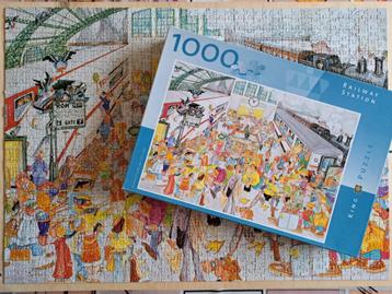 Legpuzzel 1000 stukjes cartoon van een Railway Station beschikbaar voor biedingen