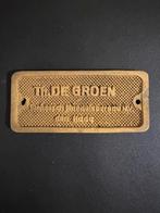 Bronzen fabrieksplaat ‘Th. de Groen’ (ketelwagons NL), Ophalen of Verzenden, Gebruikt, Trein