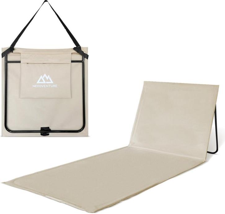 Tweedekans Strandmat met rugleuning - beige, Tuin en Terras, Ligbedden, Zo goed als nieuw, Aluminium, Verstelbaar, Ophalen of Verzenden