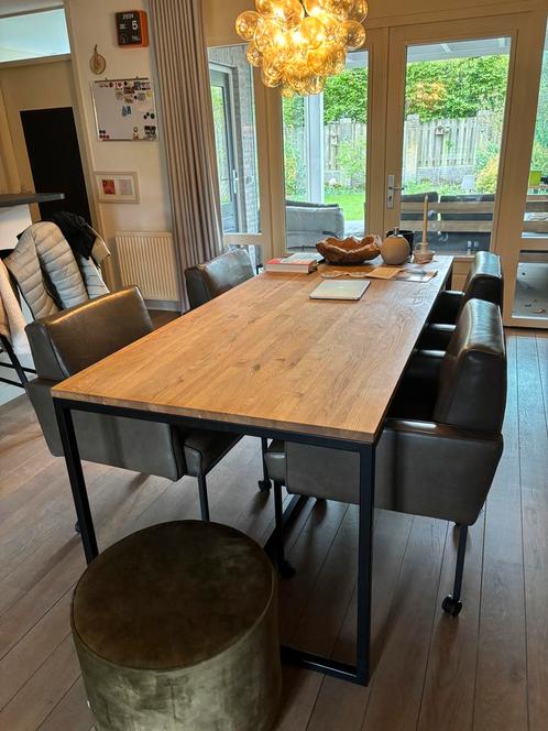 4 echt leren design eetkamerstoelen 100,- p stuk, Huis en Inrichting, Stoelen, Zo goed als nieuw, Vier, Leer, Overige kleuren