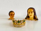Hoofd Maria en Jezus gemaakt van was. En kroontje / tiara., Ophalen of Verzenden