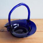 Blauw glazen mandje brocante, Ophalen of Verzenden