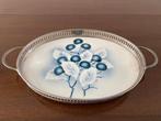 Antiek dienblaadje met porseleinen tegel en metalen rand., Antiek en Kunst, Ophalen of Verzenden