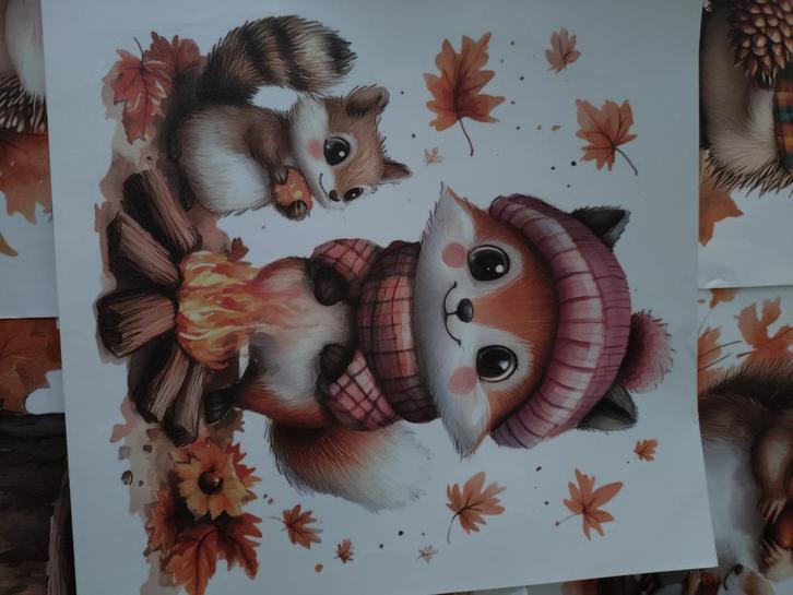 5 Raamstickers en muurstickers met herfstbosdieren, Huis en Inrichting, Woonaccessoires | Wanddecoraties, Nieuw, Ophalen of Verzenden