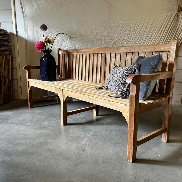 Tuinbank - massief teakhout - 200 cm breed - Bij TTM Wonen, Tuin en Terras, Tuinbanken, Nieuw, Teakhout, Ophalen of Verzenden