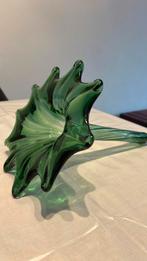 Vintage Handgemaakte glazen groene vaas van Magdalena Hödl, Ophalen of Verzenden