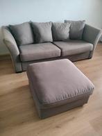 Bruine 2,5-zitsbank & Glazen Salontafel, Huis en Inrichting, Gebruikt, 150 tot 200 cm, Tweepersoons, 75 tot 100 cm