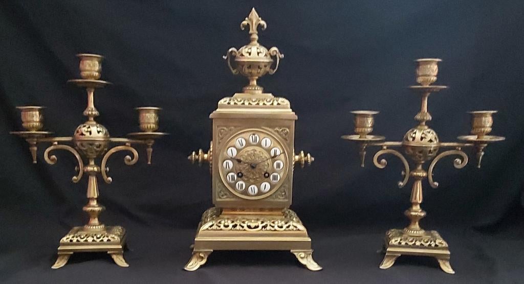 antiek bronzen klokstel, Antiek en Kunst, Antiek | Klokken, Ophalen