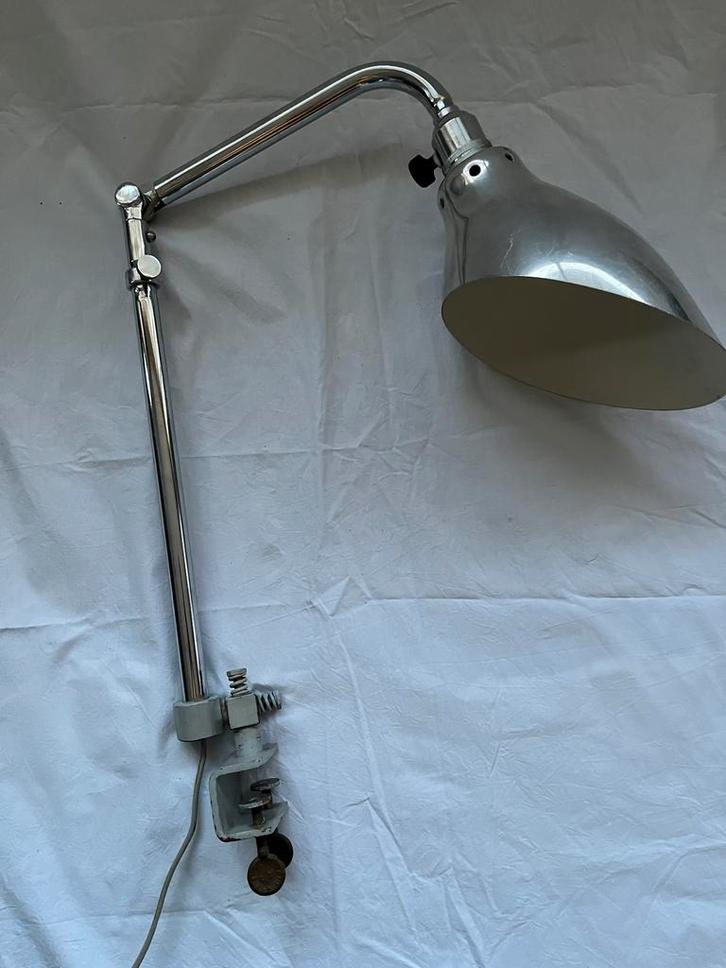 Retro Franse Fabriekslamp - Vintage Antiek, Huis en Inrichting, Lampen | Vloerlampen, Gebruikt, Minder dan 100 cm, Metaal, Ophalen of Verzenden