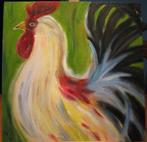 Schilderij Haan 25 x 25 cm., Ophalen, Minder dan 50 cm, Oorspronkelijke maker, Nieuw